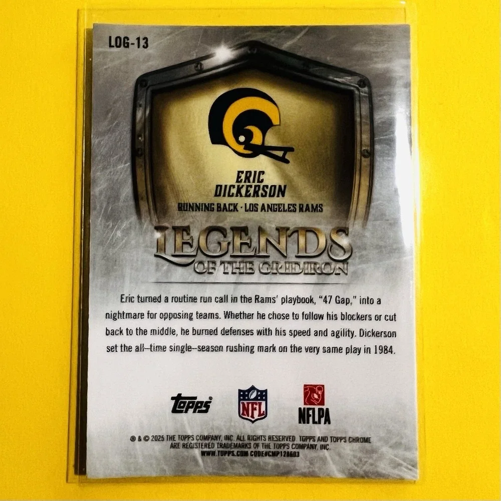 2025 Topps Chrome Football NFL Eric Dickerson Legends of Gridiron LOG-13 Rams‎